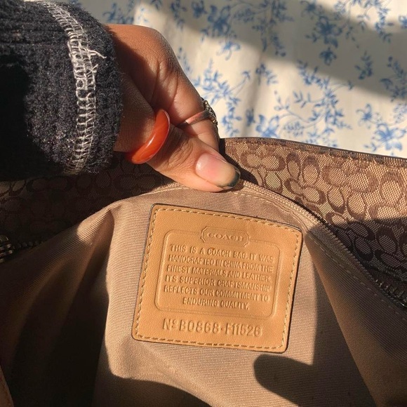 Coach Brown Signature Canvas Tote with Tan Leather Trim - Picture 5 of 7